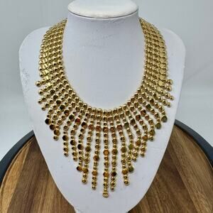 Lauren Ralph Lauren Bib Statement Necklace Gold Tone NWT